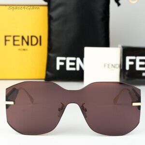 Fendi Men Sunglasses Gold Bordeaux Shield FE40067U 30Y NEW AUTHENTIC